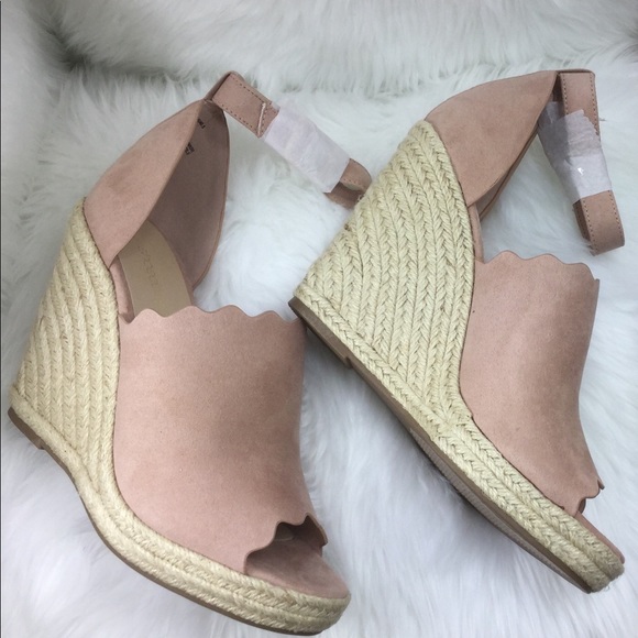 Blush/Pink  Scalloped Wedge Espadrilles - Picture 5 of 8
